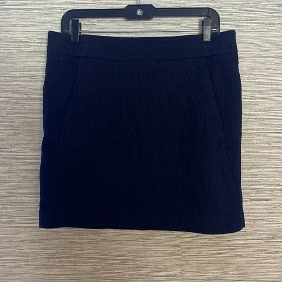 Loft Navy Blue Knitted Cotton Blend Lined Womens Mini Skirt Size 10 525 - Picture 2 of 6